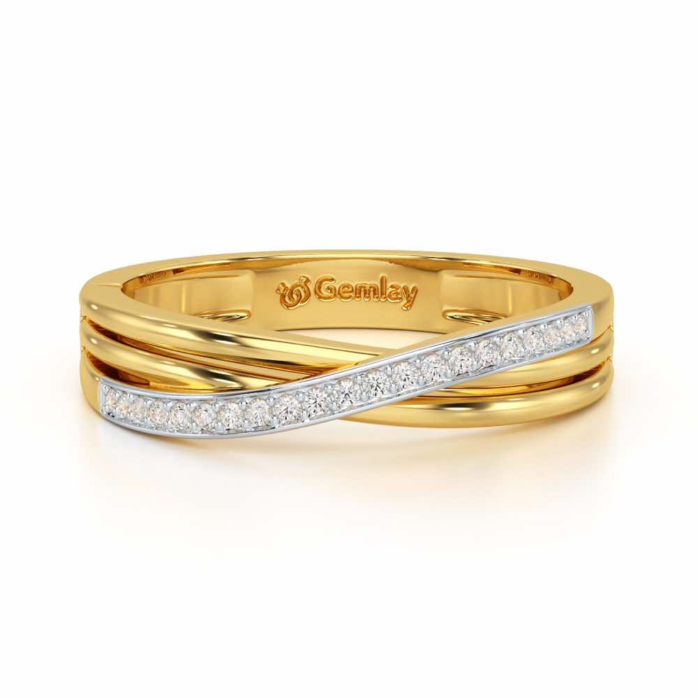 Three Crossing Silver Ring - Yellow Gold - Image 5
