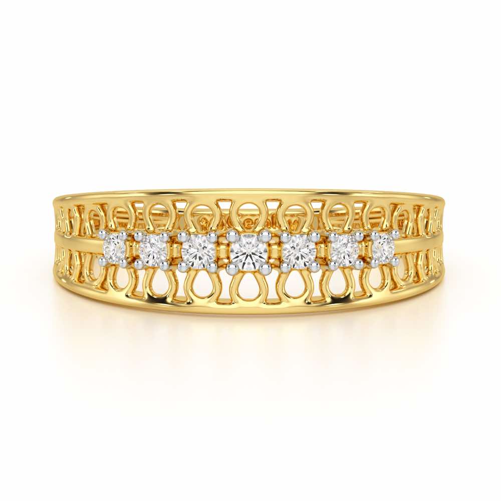 Lattice Binge Silver Ring - Yellow Gold - Image 5
