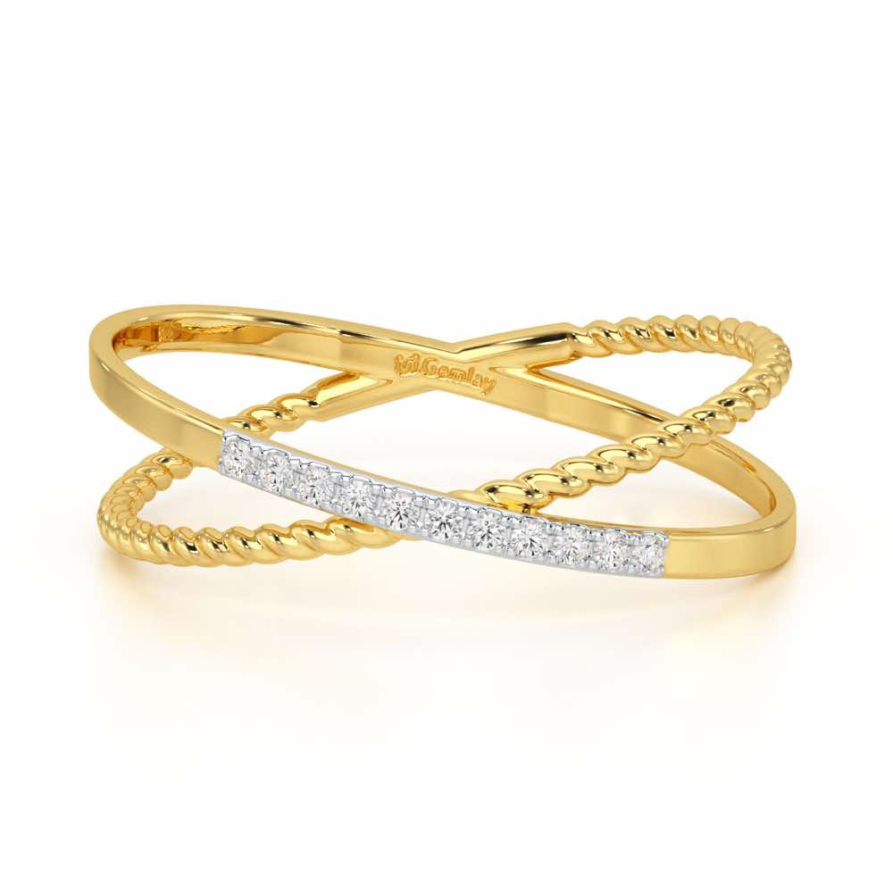 Cross Connection Silver Ring - Yellow Gold - Image 5