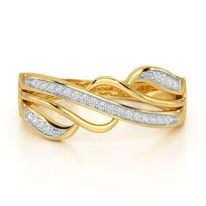 Luminis Wave Silver Ring - Yellow Gold - Image 5