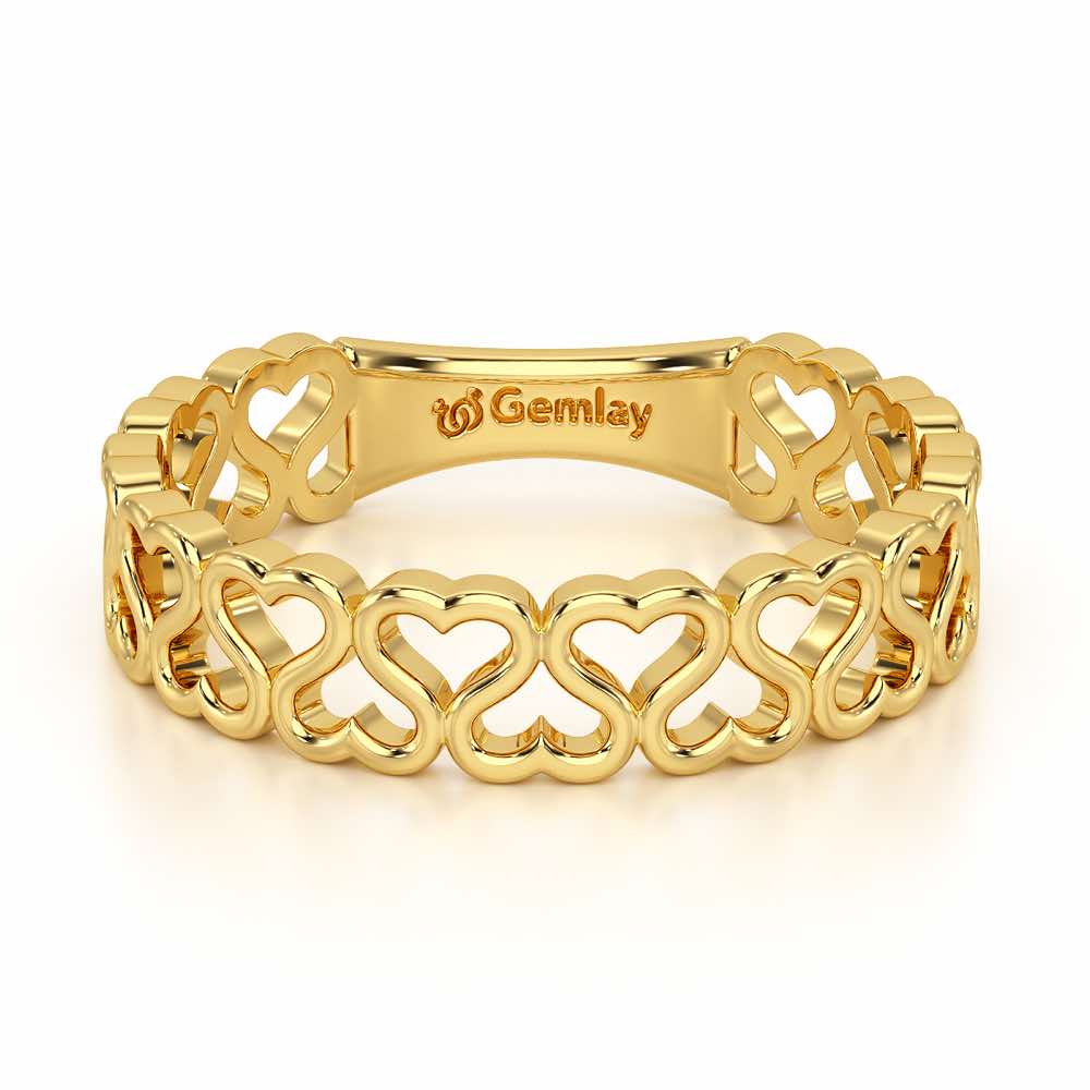 Heart Ziggle Silver Ring - Yellow Gold - Image 5