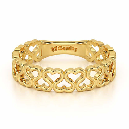 Heart Ziggle Silver Ring - Yellow Gold - Image 5