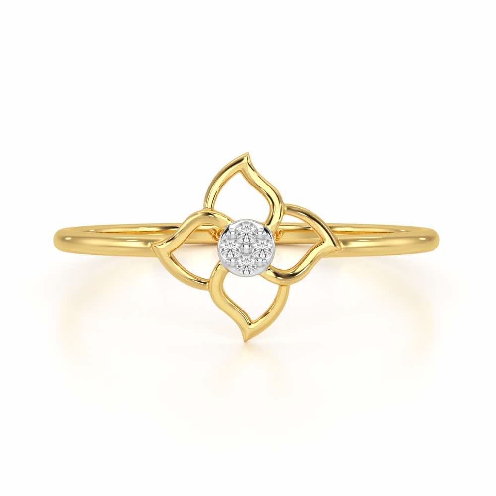 Solo Bloom Silver Ring - Yellow Gold - Image 5