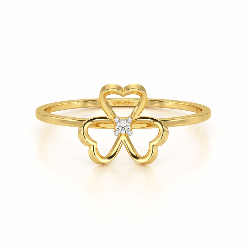 Flower Chord Silver Ring - Yellow Gold - Image 5