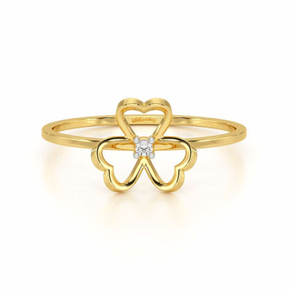 Flower Chord Silver Ring - Yellow Gold - Image 5
