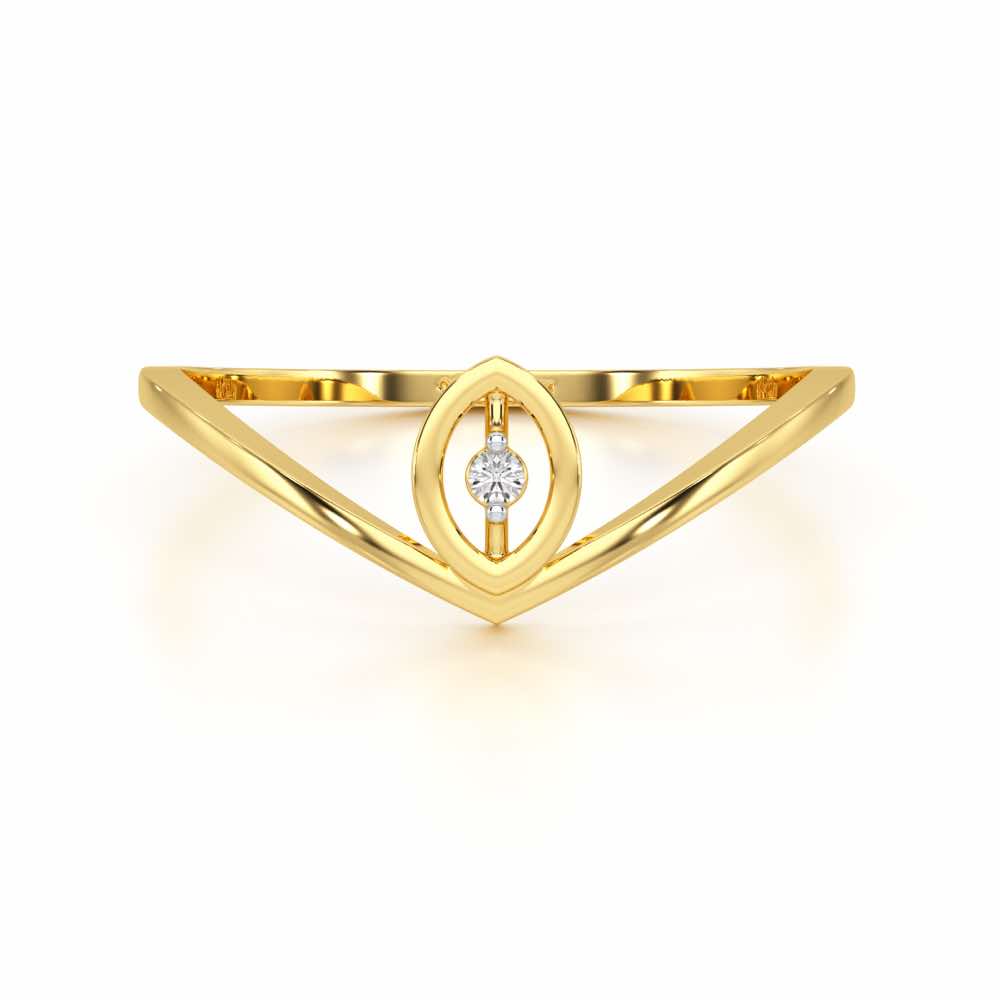 Vertical Eye Silver Ring - Yellow Gold - Image 5