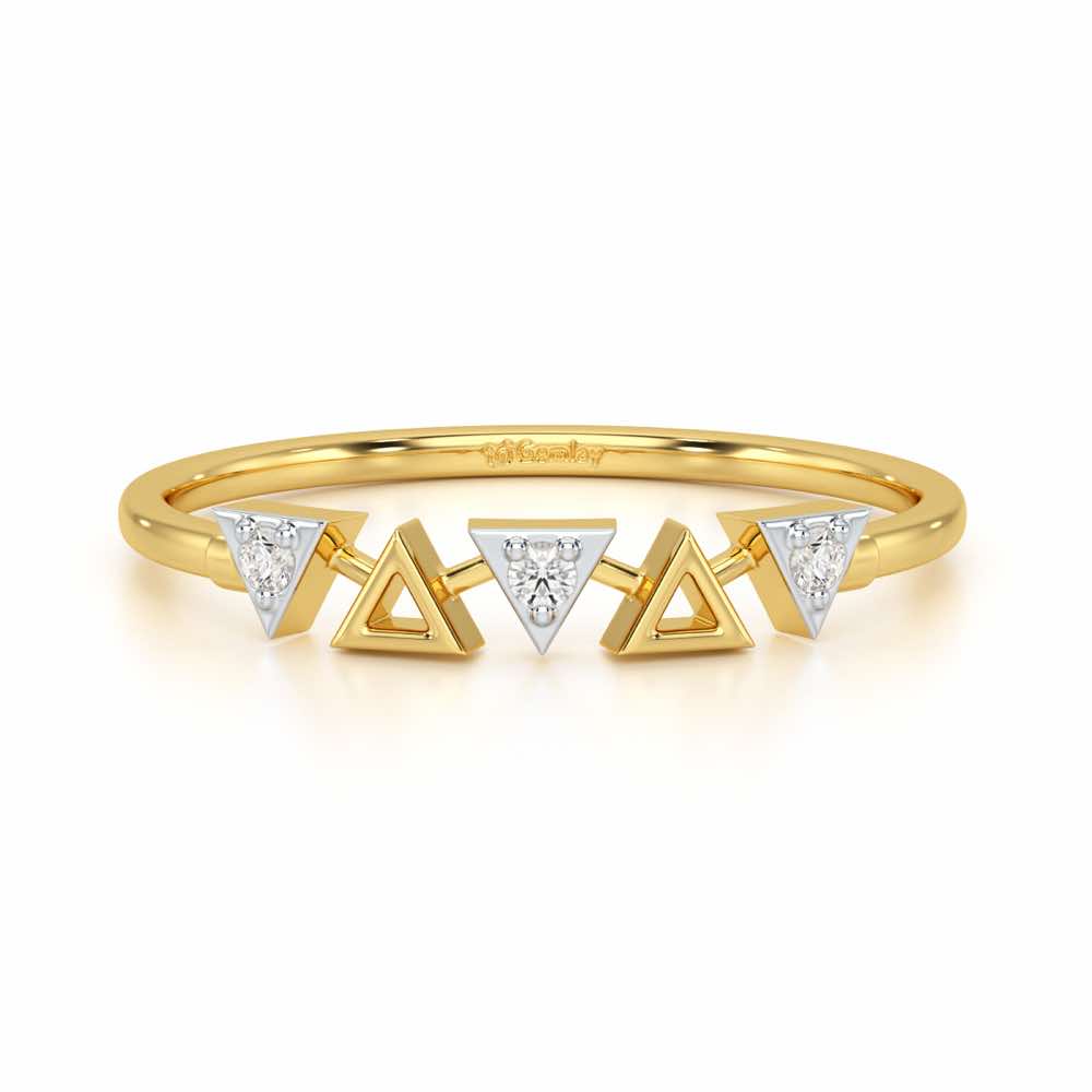 Triangle Meet Silver Ring - Yellow Gold - Image 5
