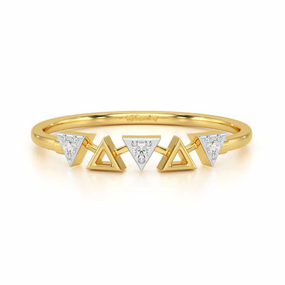 Triangle Meet Silver Ring - Yellow Gold - Image 5