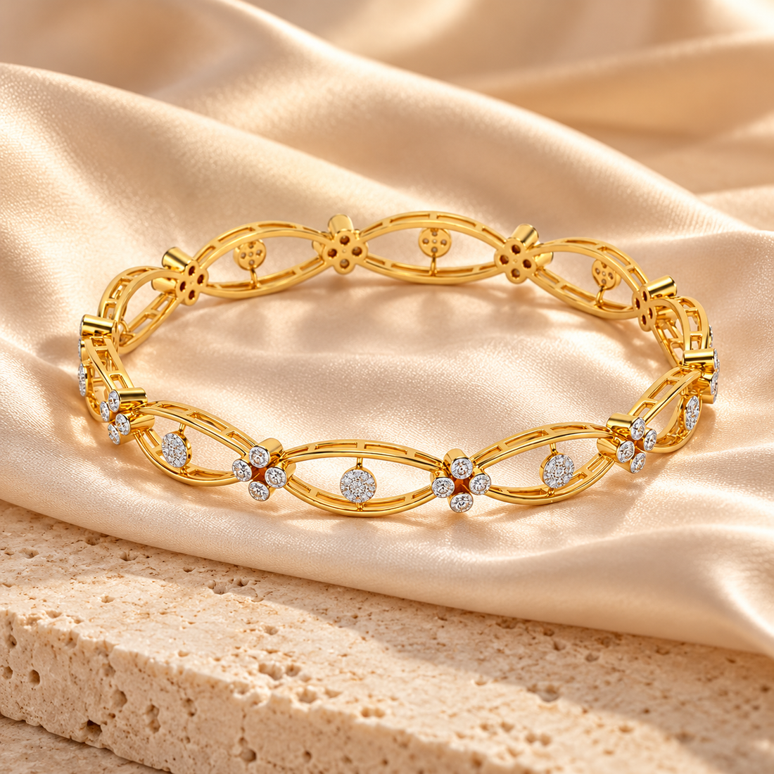 Glimmer Wave Silver Bangles
