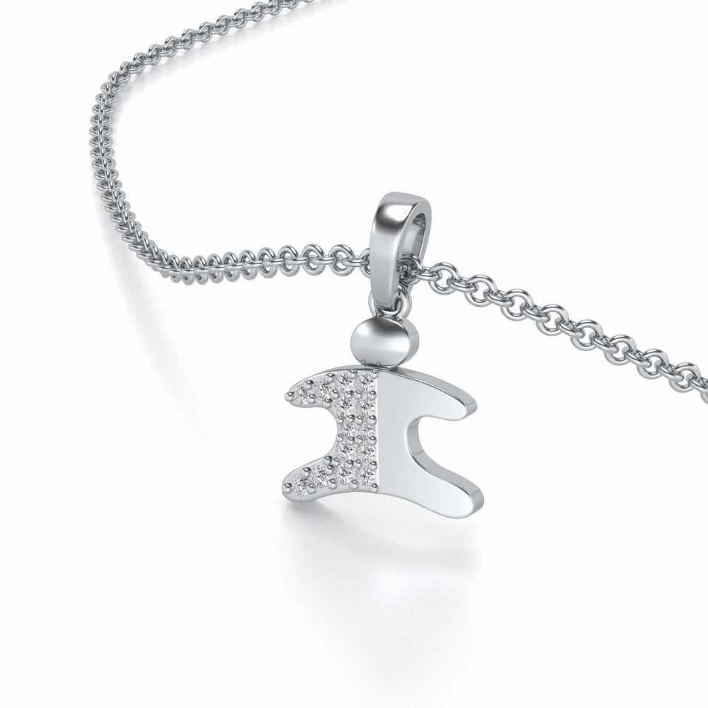 Young One Silver Pendant - White Gold - Image 2