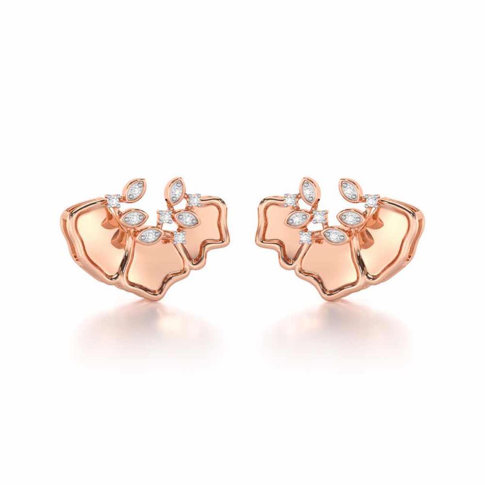 Zen Groovemaker Silver Earrings - Rose Gold - Image 2