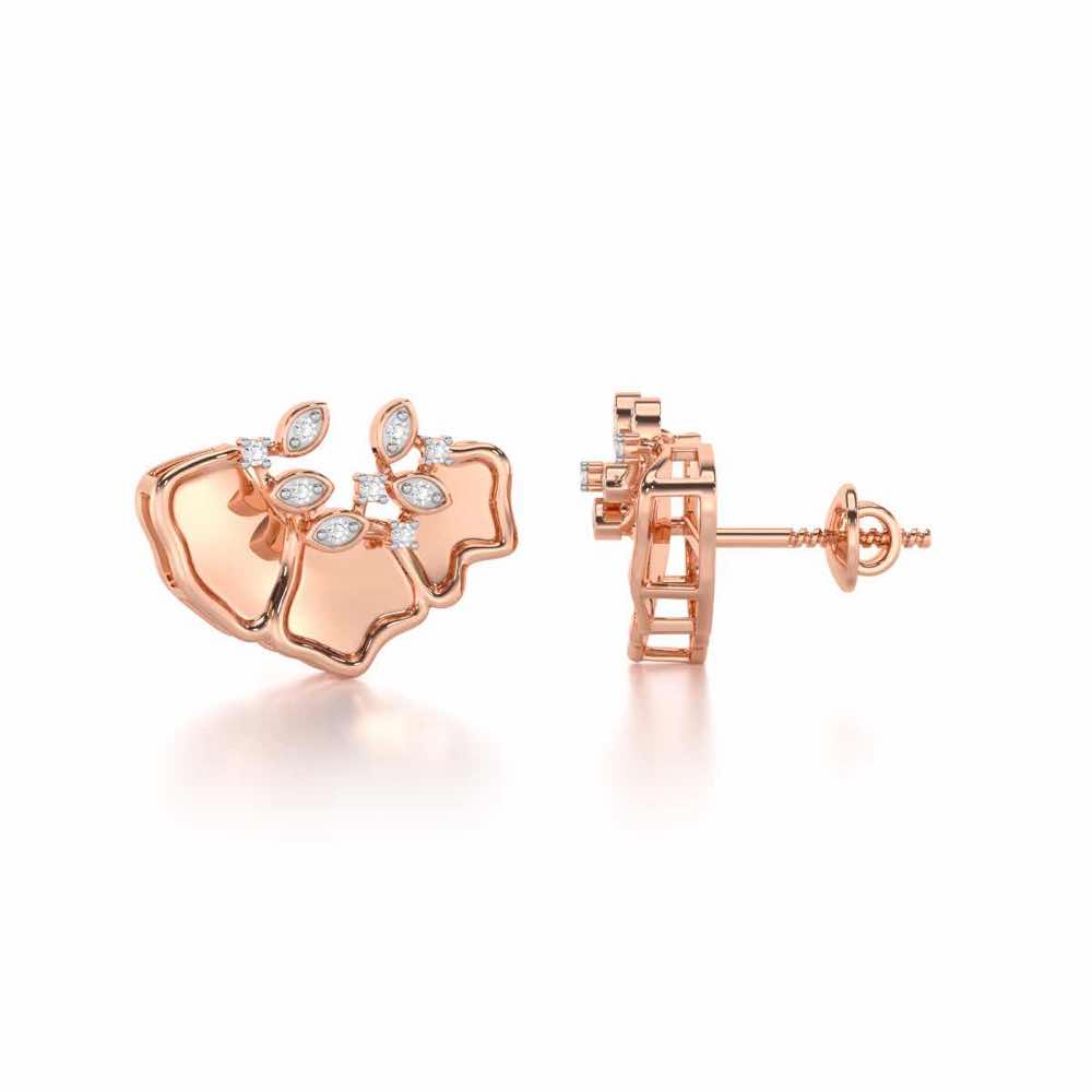 Zen Groovemaker Silver Earrings - Rose Gold - Image 4