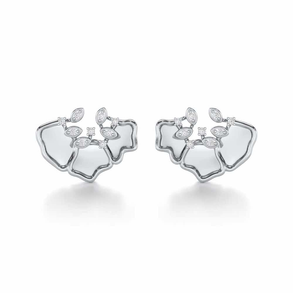 Zen Groovemaker Silver Earrings - White Gold - Image 1