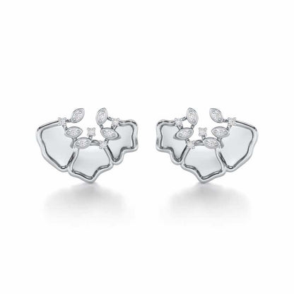 Zen Groovemaker Silver Earrings - White Gold - Image 1