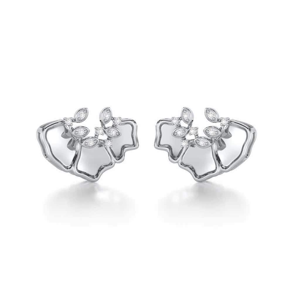 Zen Groovemaker Silver Earrings - White Gold - Image 2