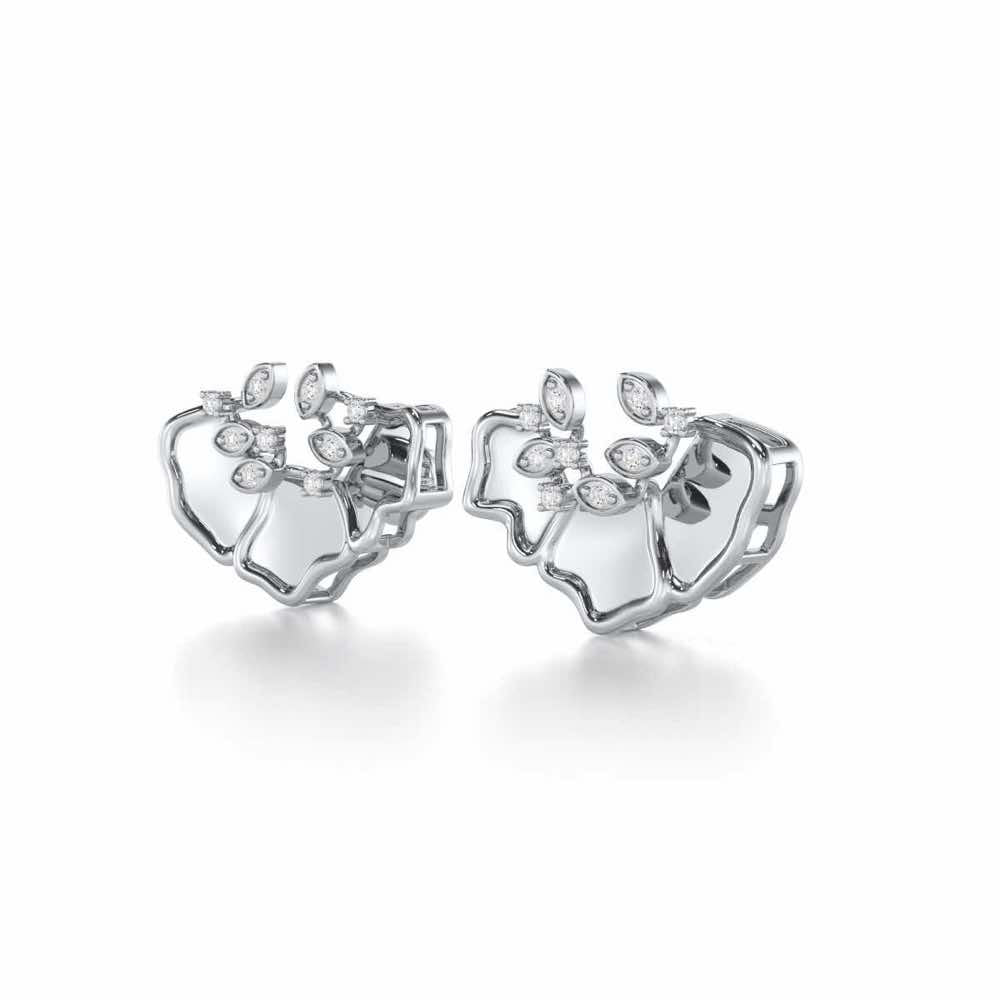 Zen Groovemaker Silver Earrings - White Gold - Image 3