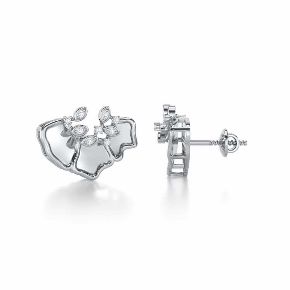 Zen Groovemaker Silver Earrings - White Gold - Image 4