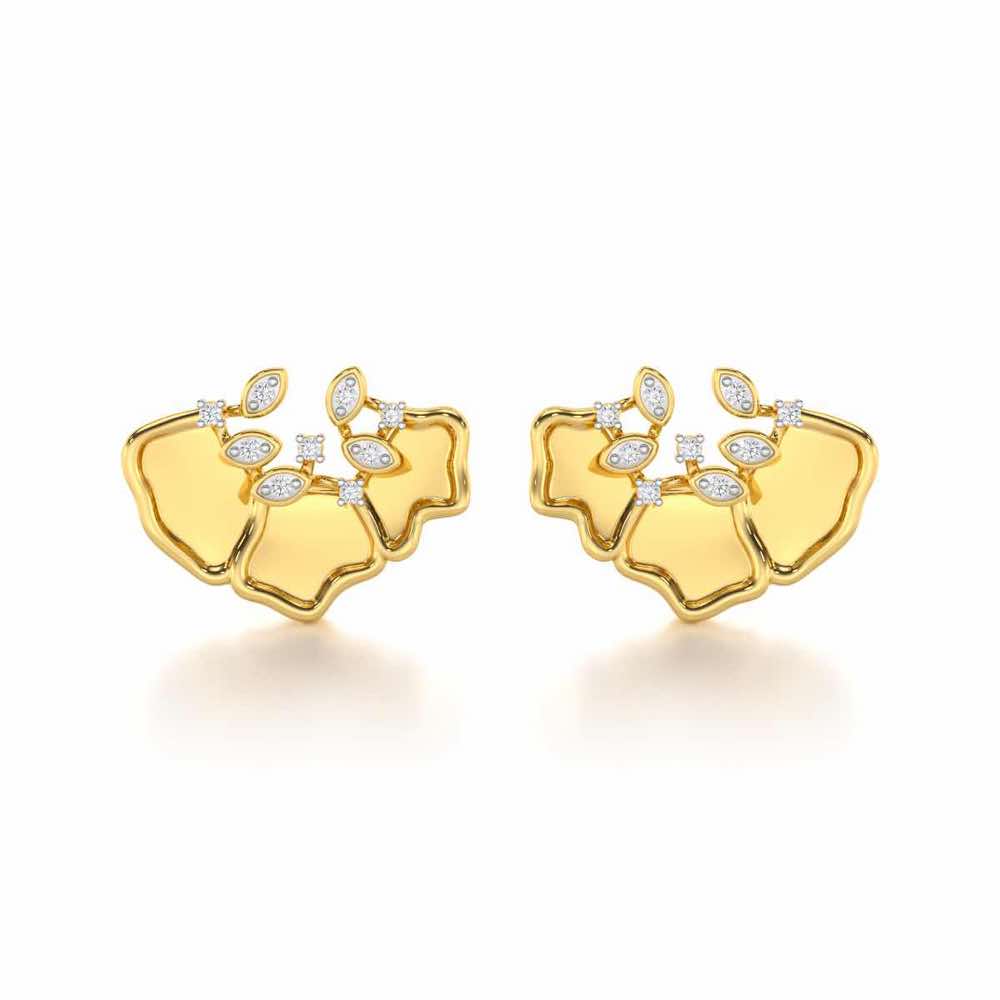 Zen Groovemaker Silver Earrings - Yellow Gold - Image 1