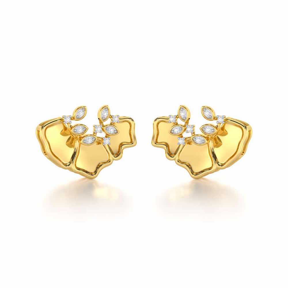 Zen Groovemaker Silver Earrings - Yellow Gold - Image 2