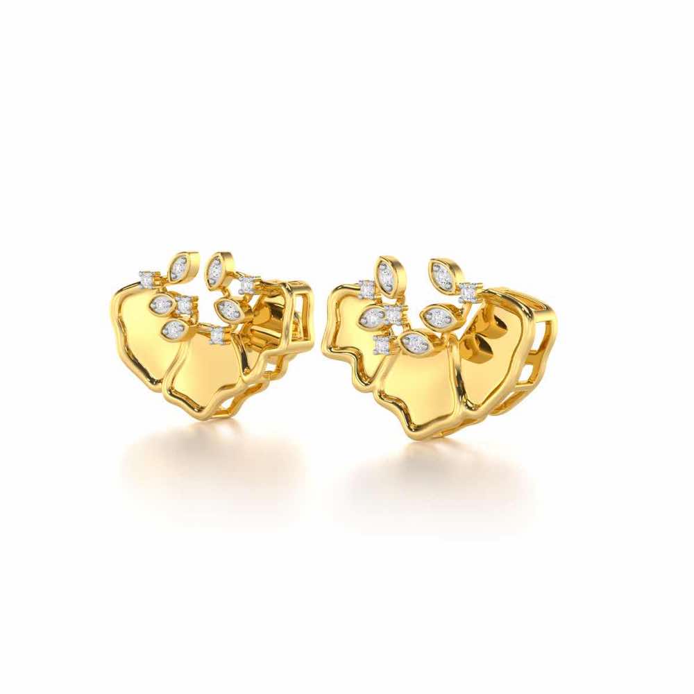 Zen Groovemaker Silver Earrings - Yellow Gold - Image 3