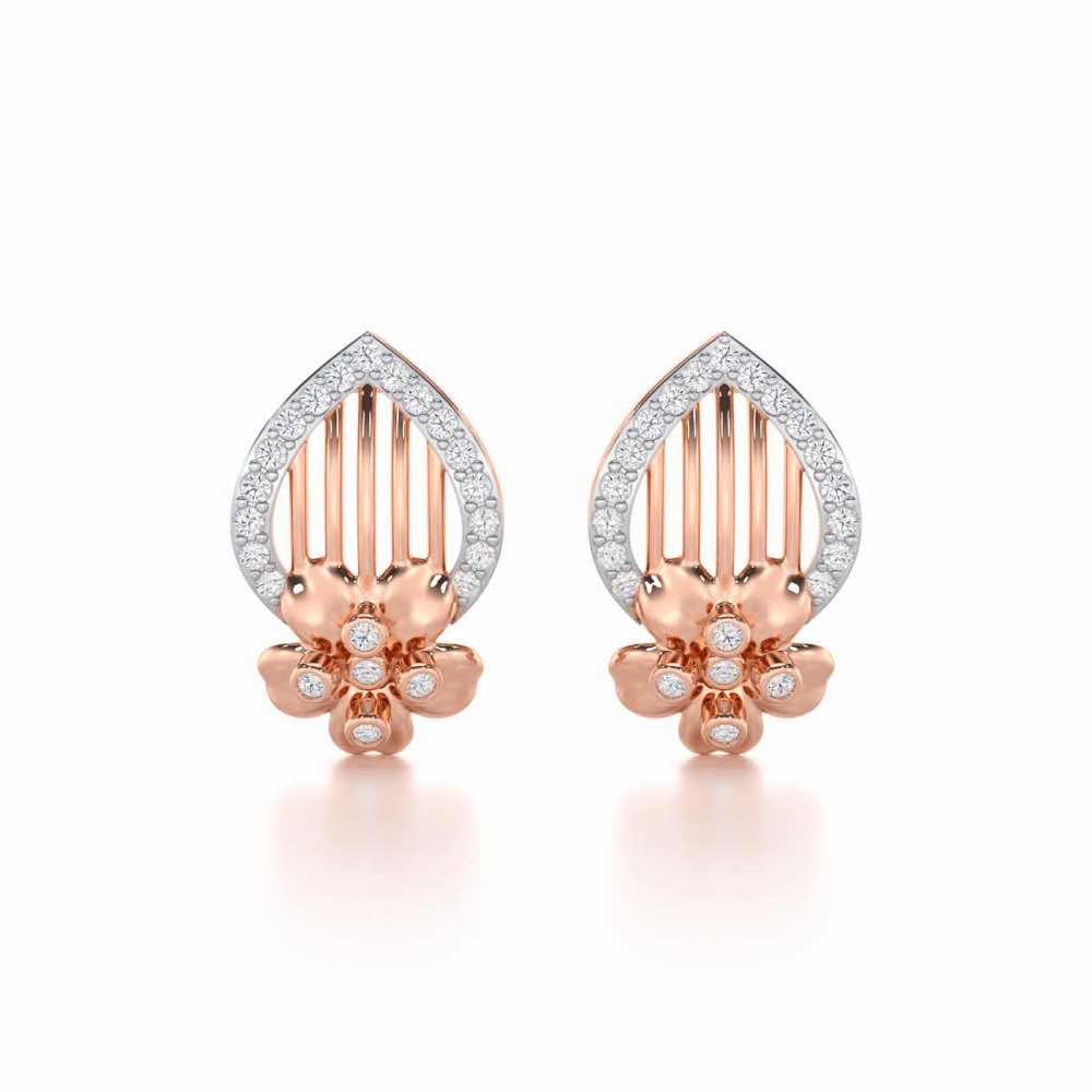 Zenith Strings Silver Stud Earrings - Rose Gold - Image 1