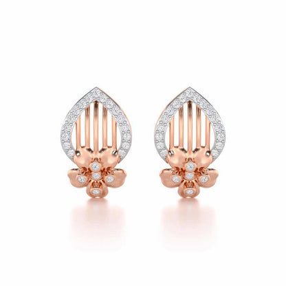 Zenith Strings Silver Stud Earrings - Rose Gold - Image 1