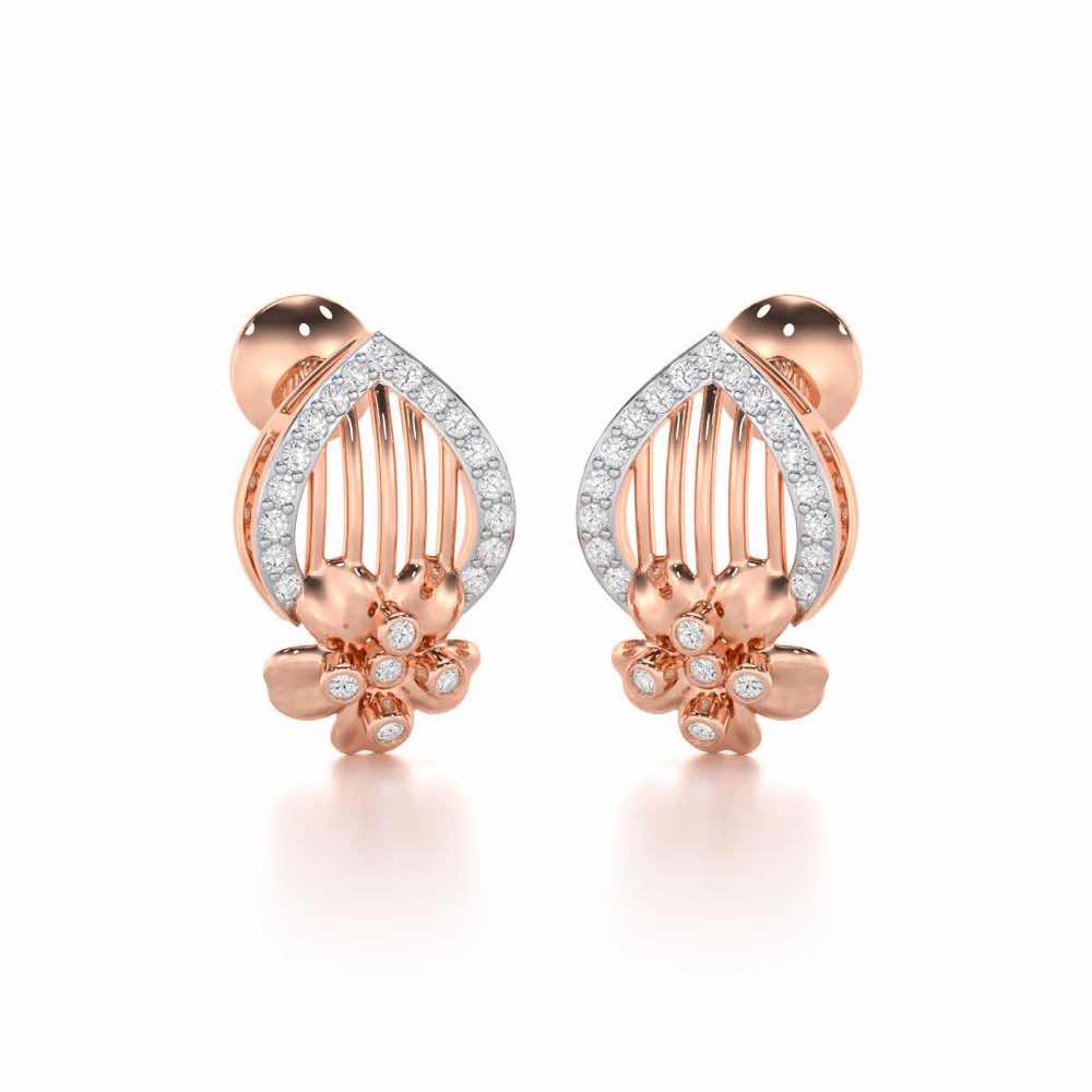 Zenith Strings Silver Stud Earrings - Rose Gold - Image 2