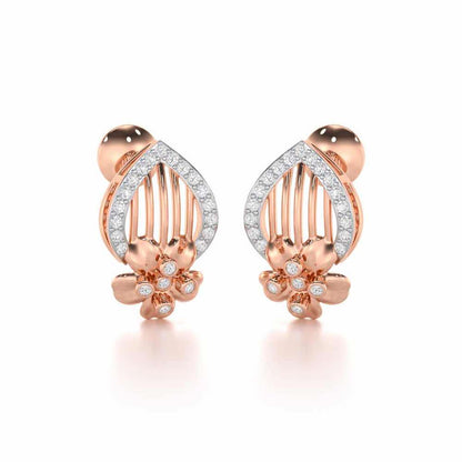 Zenith Strings Silver Stud Earrings - Rose Gold - Image 2