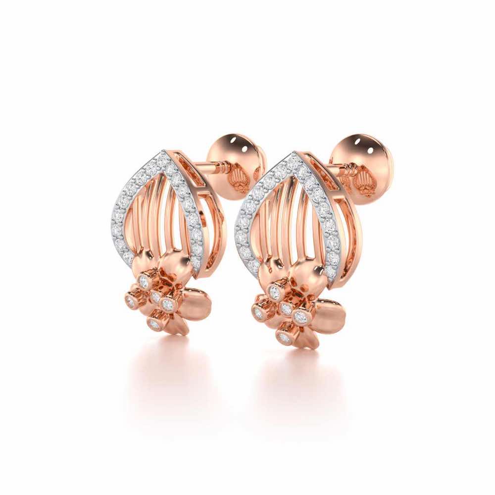 Zenith Strings Silver Stud Earrings - Rose Gold - Image 3