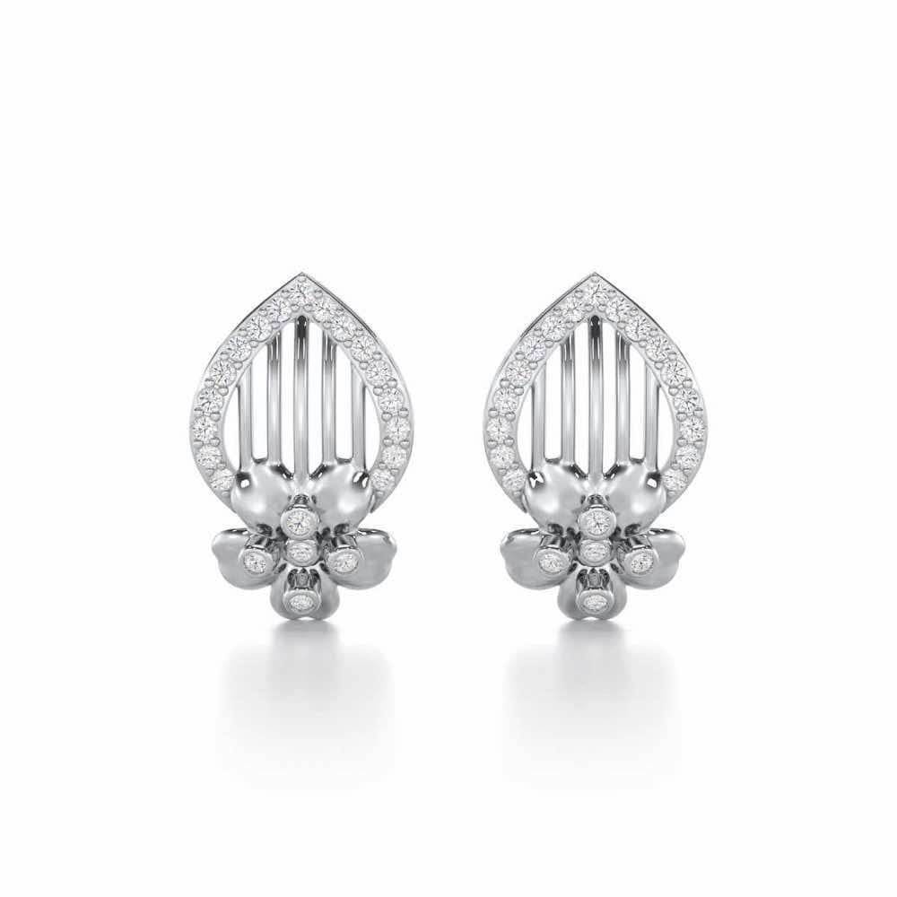 Zenith Strings Silver Stud Earrings - White Gold - Image 1