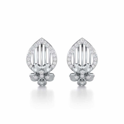 Zenith Strings Silver Stud Earrings - White Gold - Image 1