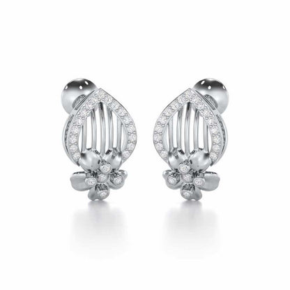 Zenith Strings Silver Stud Earrings - White Gold - Image 2