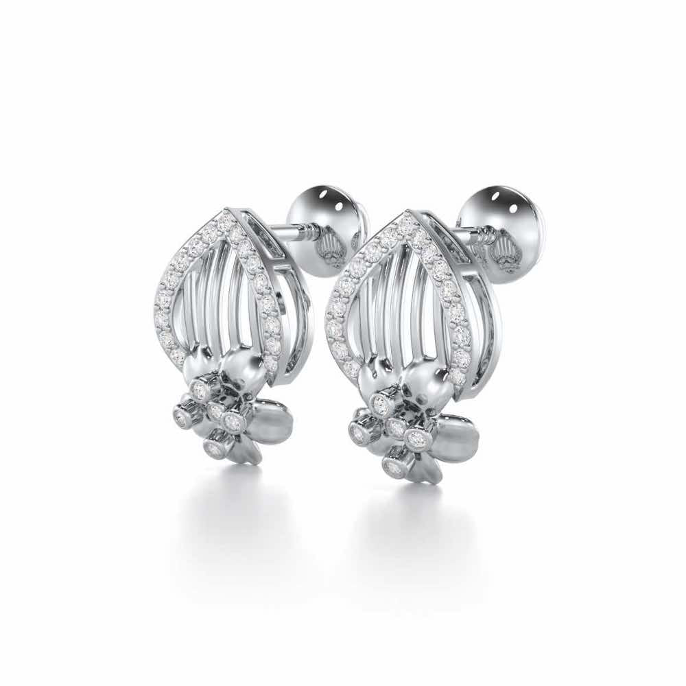 Zenith Strings Silver Stud Earrings - White Gold - Image 3