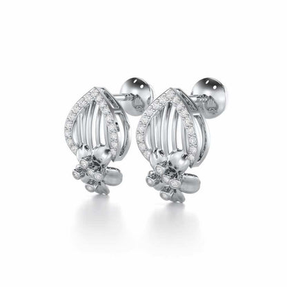 Zenith Strings Silver Stud Earrings - White Gold - Image 3