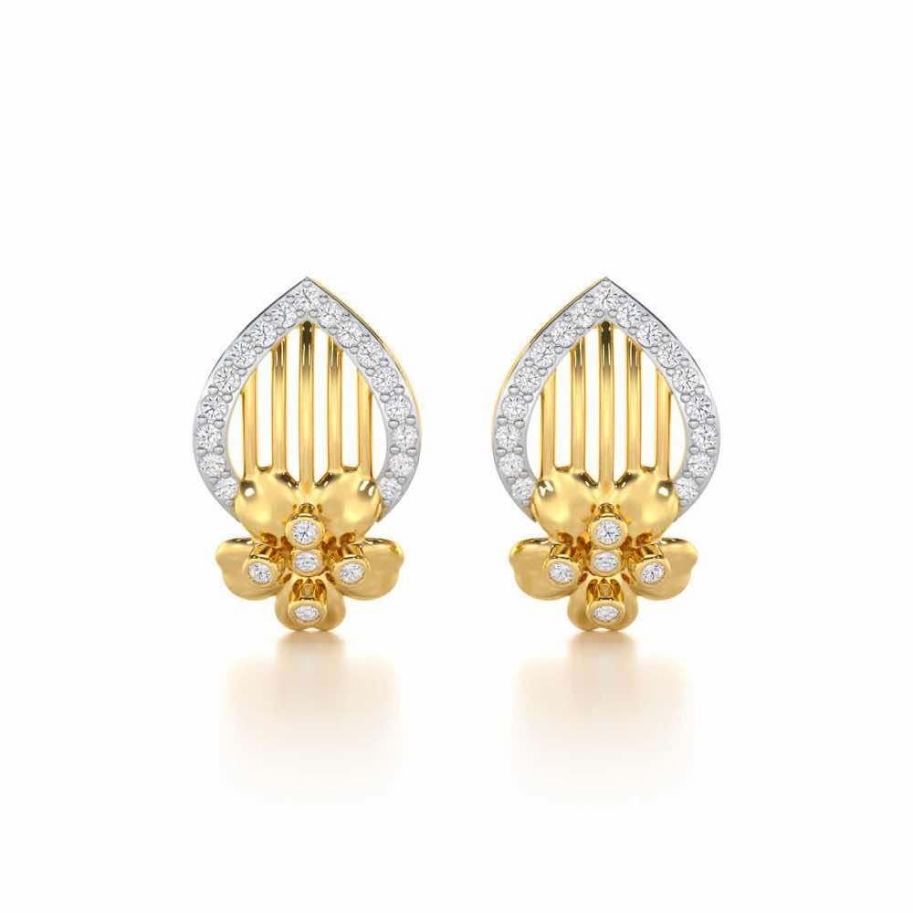 Zenith Strings Silver Stud Earrings - Yellow Gold - Image 1