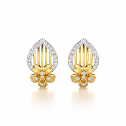 Zenith Strings Silver Stud Earrings - Yellow Gold - Image 1