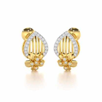 Zenith Strings Silver Stud Earrings - Yellow Gold - Image 2