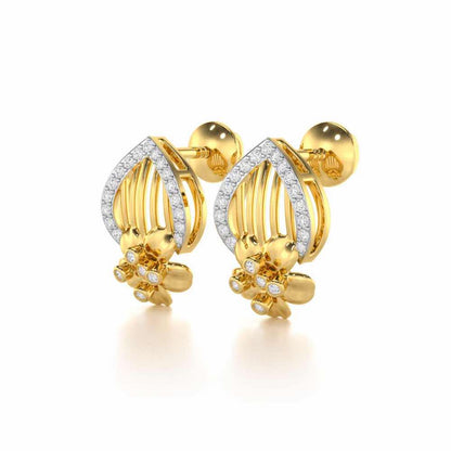 Zenith Strings Silver Stud Earrings - Yellow Gold - Image 3