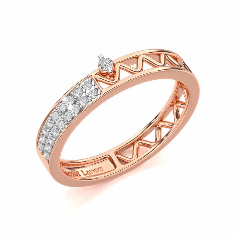 Ziggy Silver Band Ring - Rose Gold - Image 1