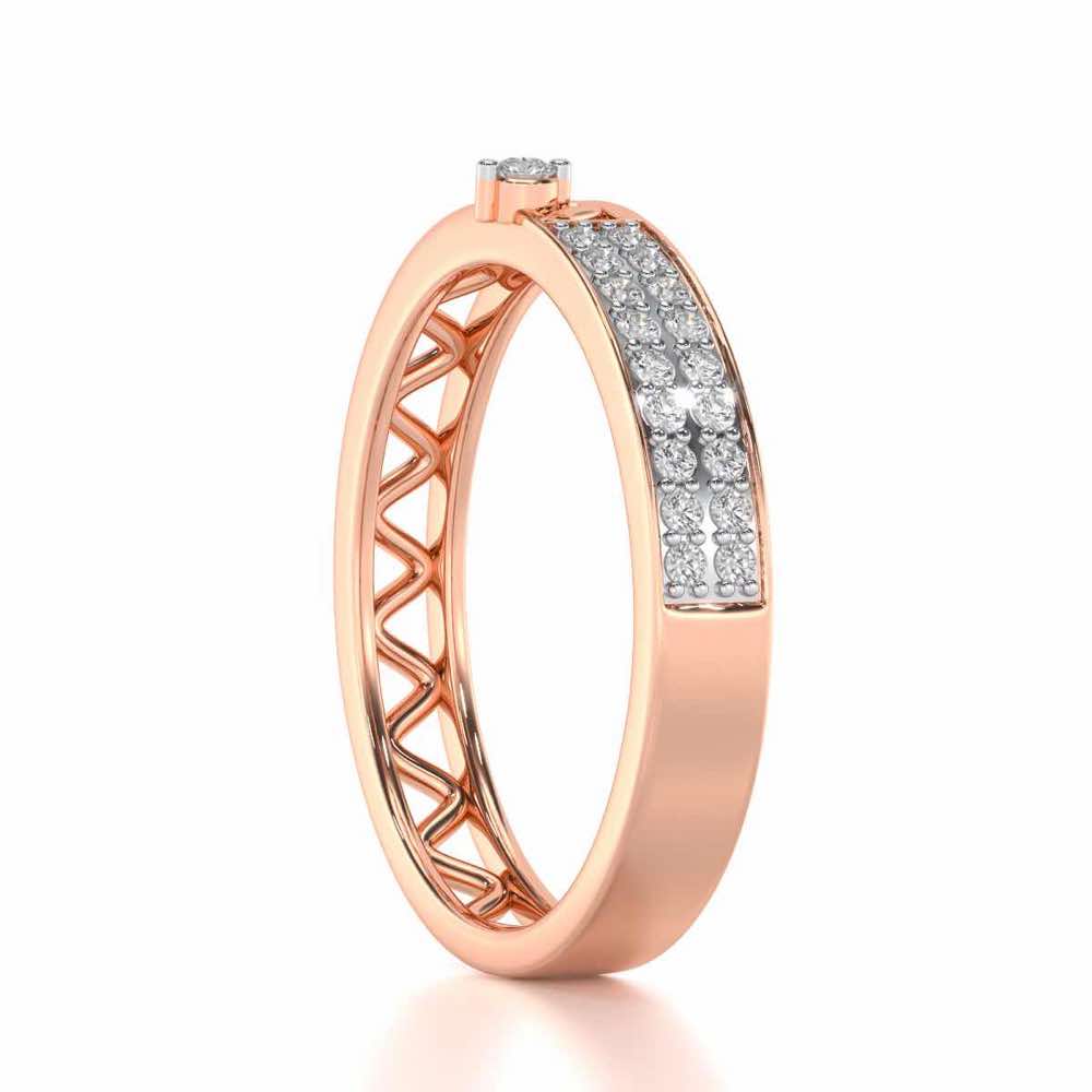 Ziggy Silver Band Ring - Rose Gold - Image 3