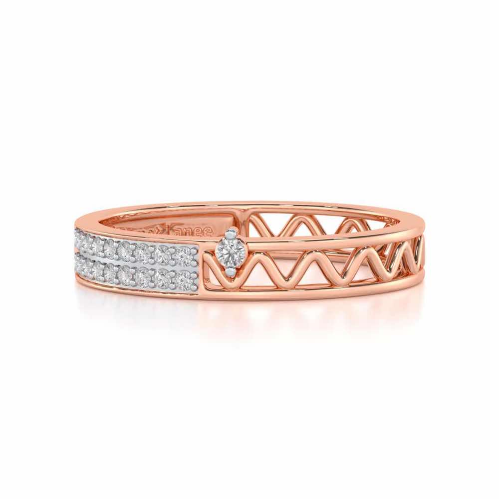 Ziggy Silver Band Ring - Rose Gold - Image 4