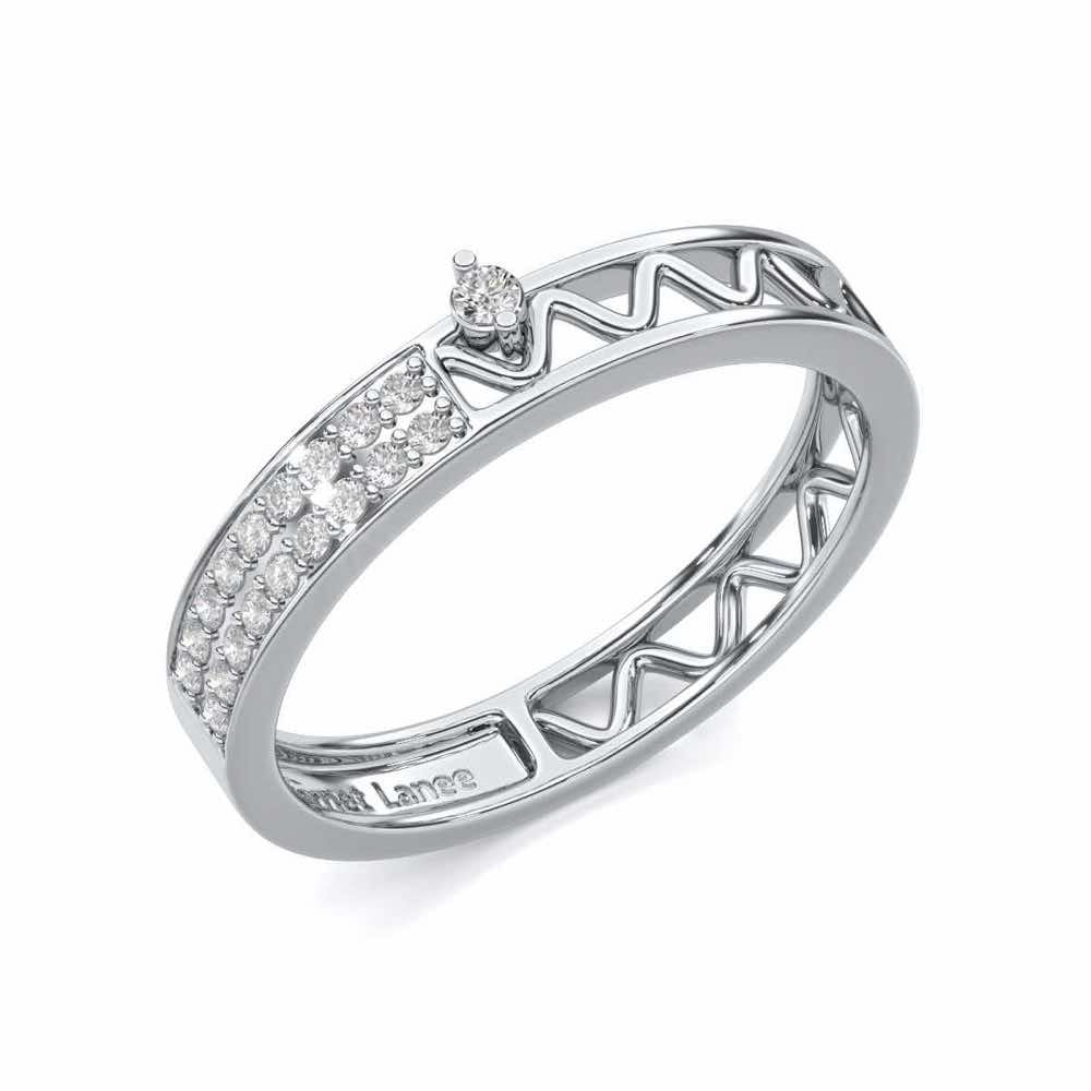 Ziggy Silver Band Ring - White Gold - Image 1