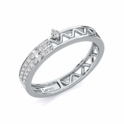 Ziggy Silver Band Ring - White Gold - Image 1