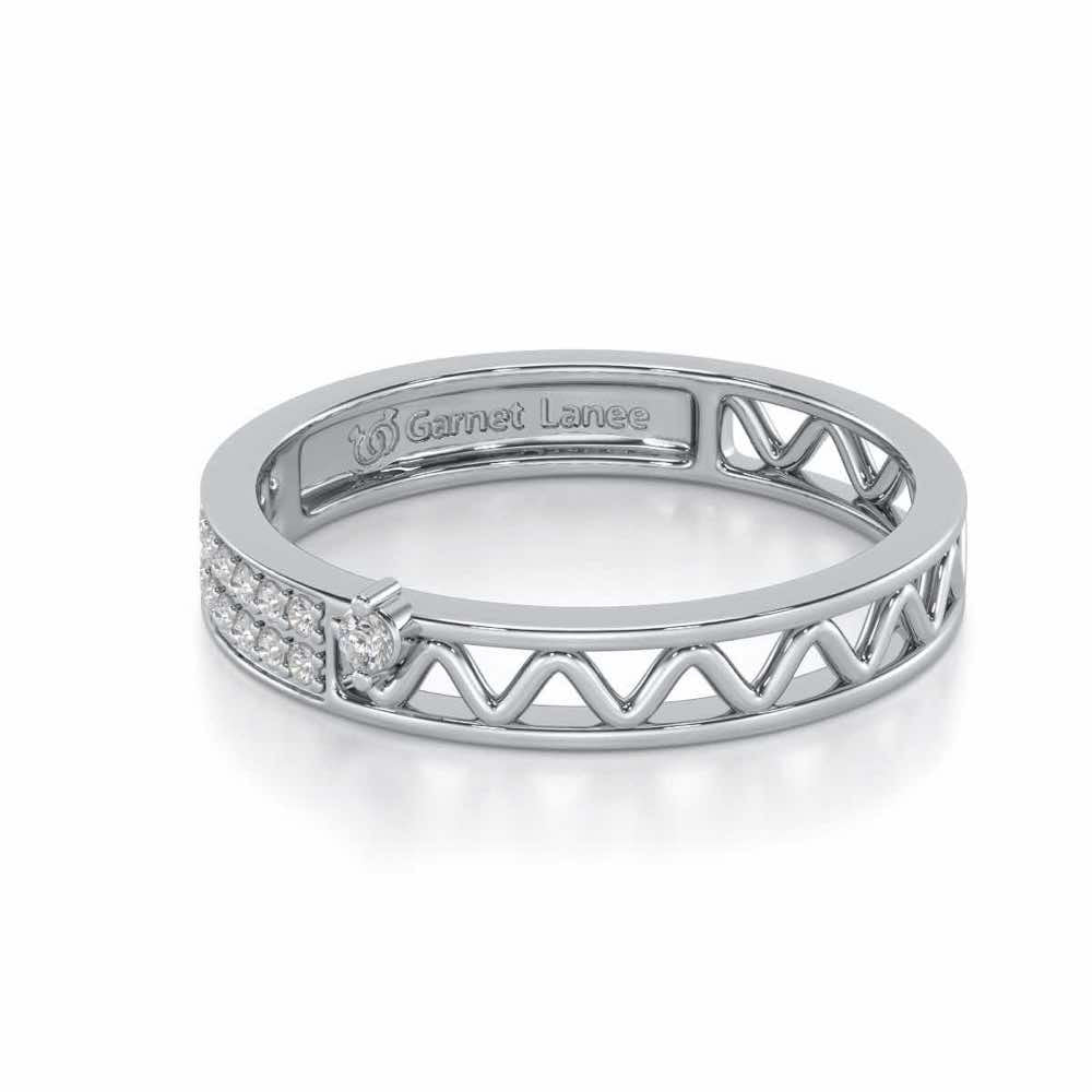 Ziggy Silver Band Ring - White Gold - Image 2