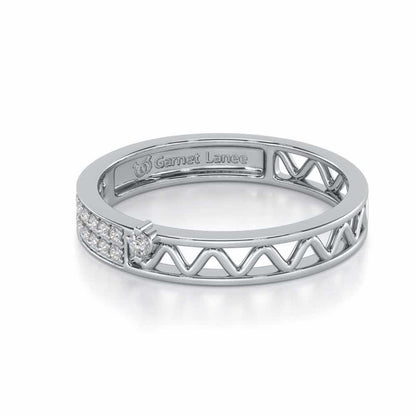 Ziggy Silver Band Ring - White Gold - Image 2
