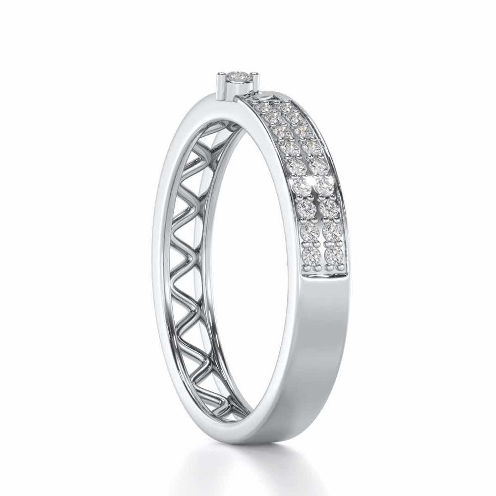 Ziggy Silver Band Ring - White Gold - Image 3