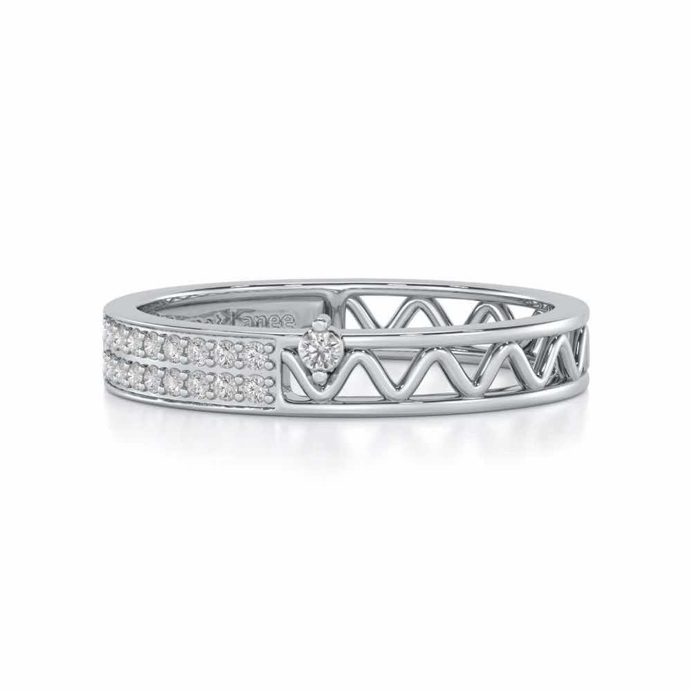 Ziggy Silver Band Ring - White Gold - Image 4
