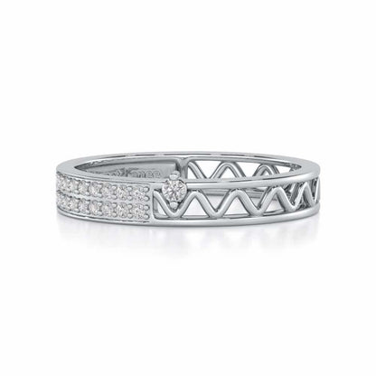 Ziggy Silver Band Ring - White Gold - Image 4