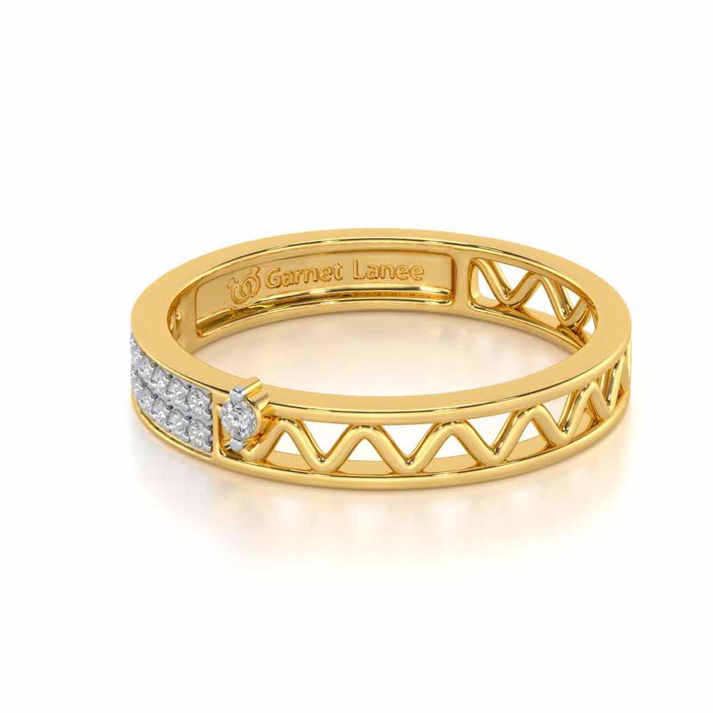 Ziggy Silver Band Ring - Yellow Gold - Image 2