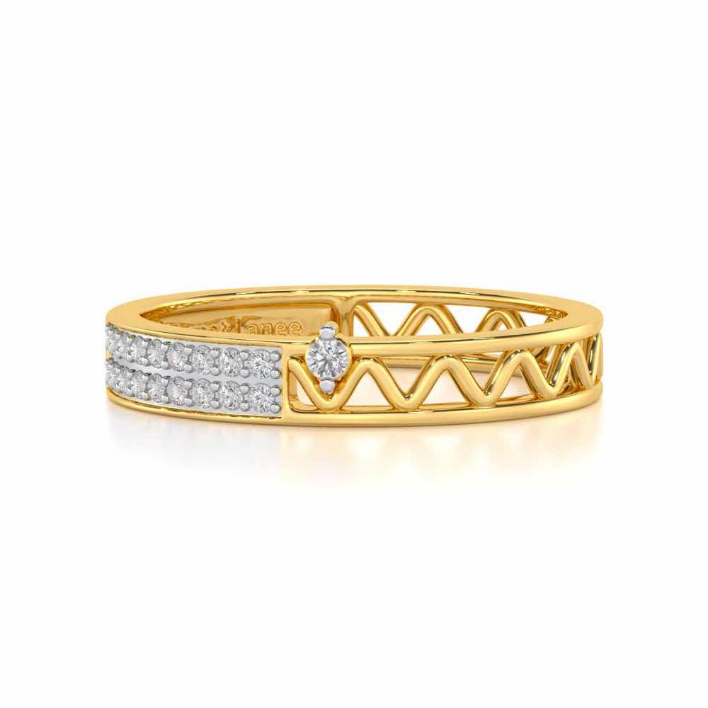 Ziggy Silver Band Ring - Yellow Gold - Image 4